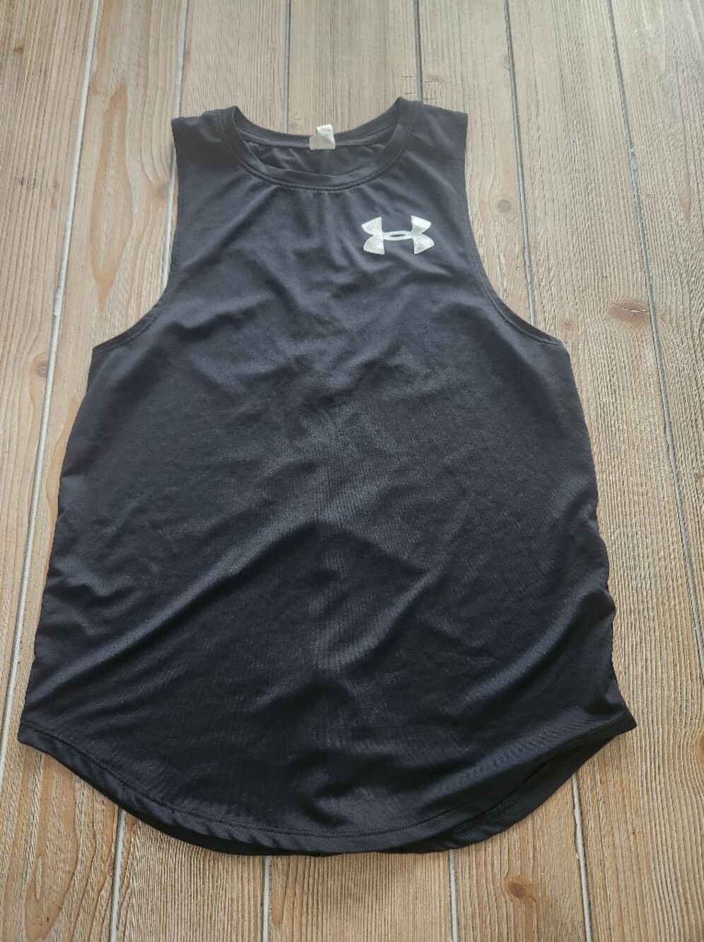 Under Armour Black Performance Tank with White Logo Youth Large